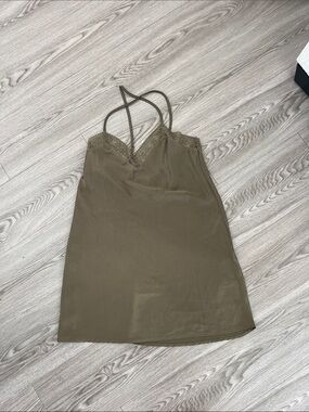 Etam Olive Green Lace-Trim Slip